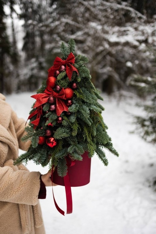 Декоративная елочка из натурального нобилиса FT1169, стандартный