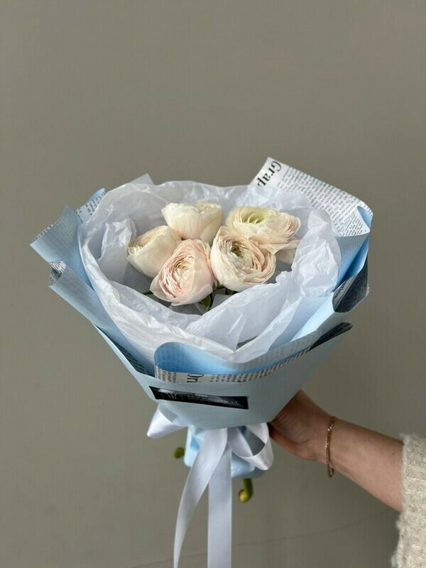 Белые ранункулюсы FT1096, белые ранункулюсы 5