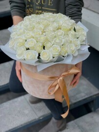 Шикарная коробка роз 51 белая