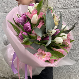 Букет тюльпан пион