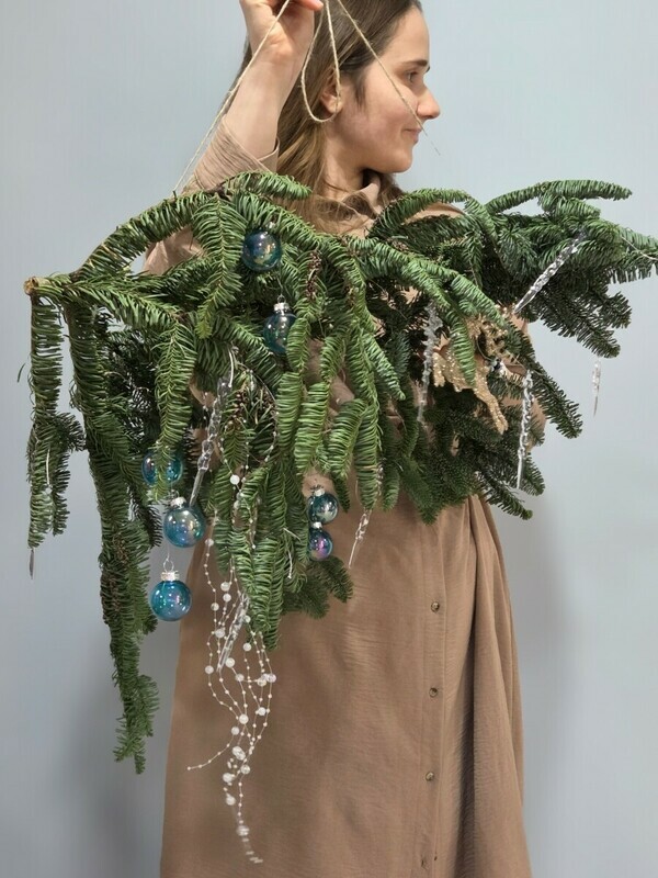 Новогодняя композиция "ветвь на стену" , новогодняя композиция "ветвь на стену" 