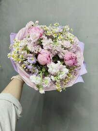 Букет Пионы на снегу