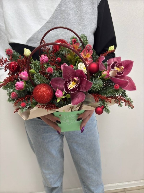 Новогодняя композиция в сумочке , стандартный