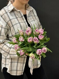 Пионовидные бордовые тюльпаны