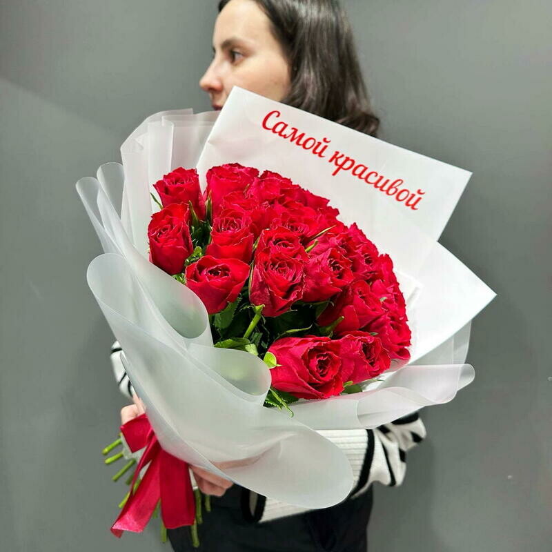 Букет из 25 роз 40 см, стандартный