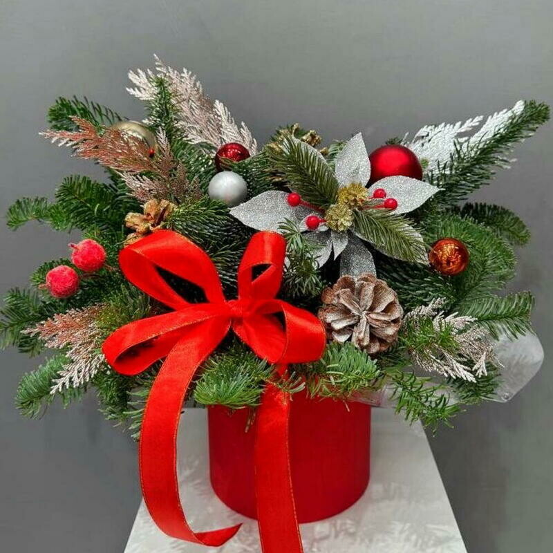 Kompozitciya iz nobilisa i elochnih igrushek, standart