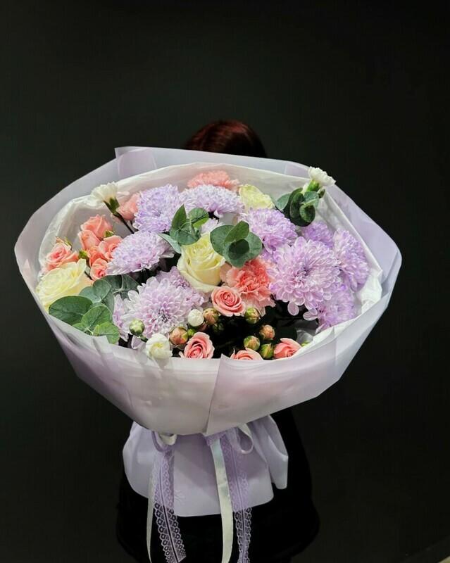 Букетик кустовой розы и Хризантемы, стандартный