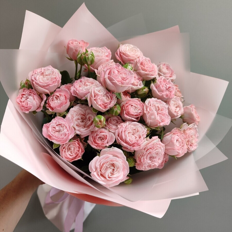 Букет из 9 пионовидных кустовых роз, 9 роз