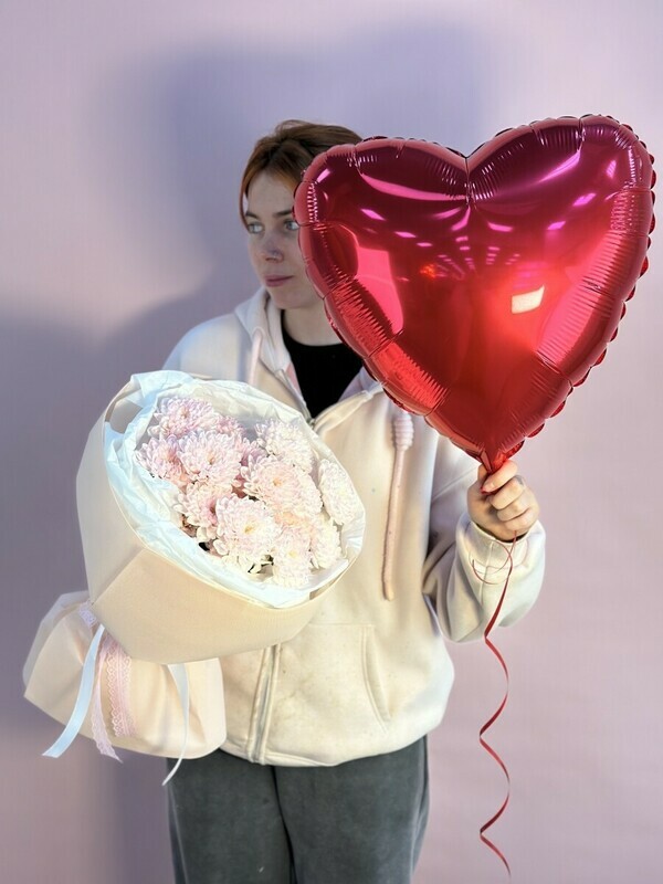 3 хризантемы с шариком , стандартный