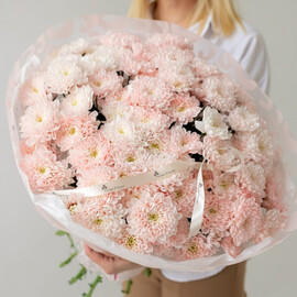 Buket kruglyash iz 15 hrizantem