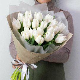 Букет белых тюльпан "Прохлада"