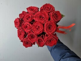 Buket iz 15 krasnih roz 50 sm