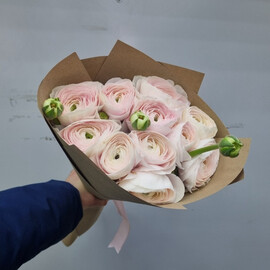 Букет из 11 розовый ранунклюсы 