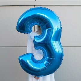  Воздушный шар надутый гелием цифра "3"