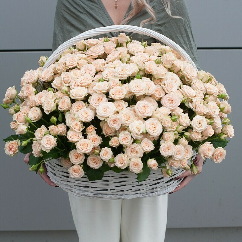 Korzina iz kustovih roz "Nezhnaya Kiko", standart