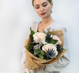 Дар леса- букет французских розовых роз