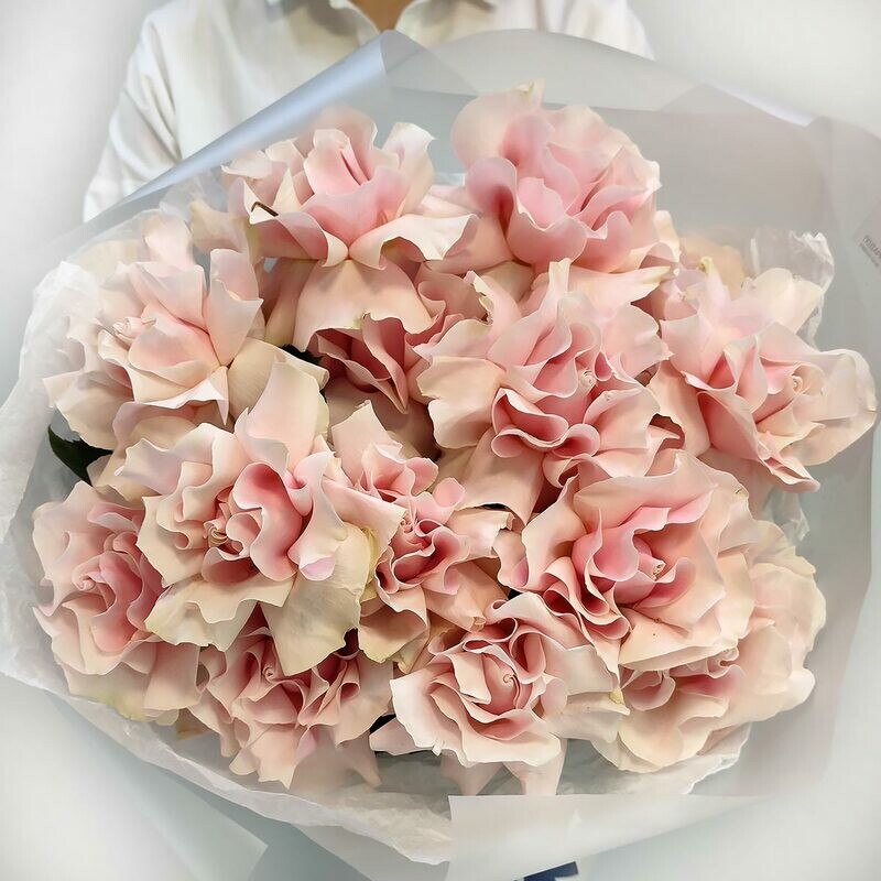 Rozovij potceluj buket frantcuzskih roz, standart