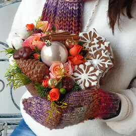 Novogodnyaya kompozitciya serdtce s pechen_em Rozhdestvo