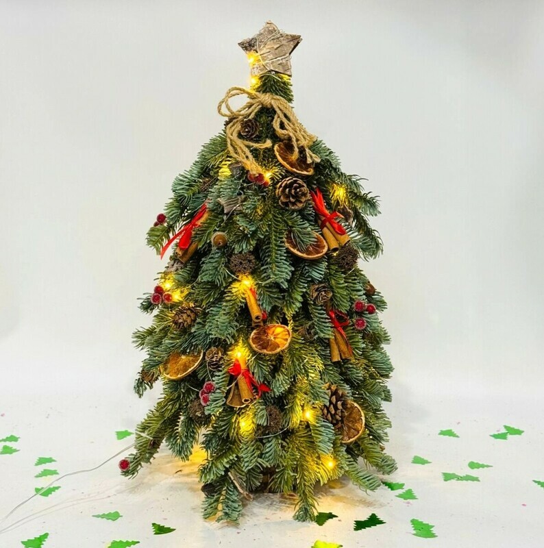 Ёлочка 60 см из веток искусственного нобилиса. Новогодняя ель, ёлка с подсветкой, стандартный
