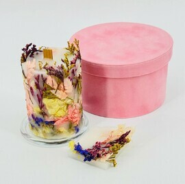 Подарочный набор. Свеча интерьерная ботаническая и арома саше ручной работы