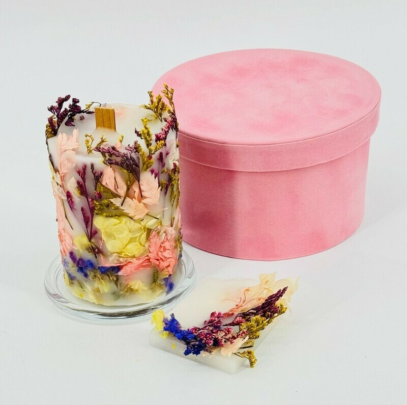 Подарочный набор. Свеча интерьерная ботаническая и арома саше ручной работы, стандартный