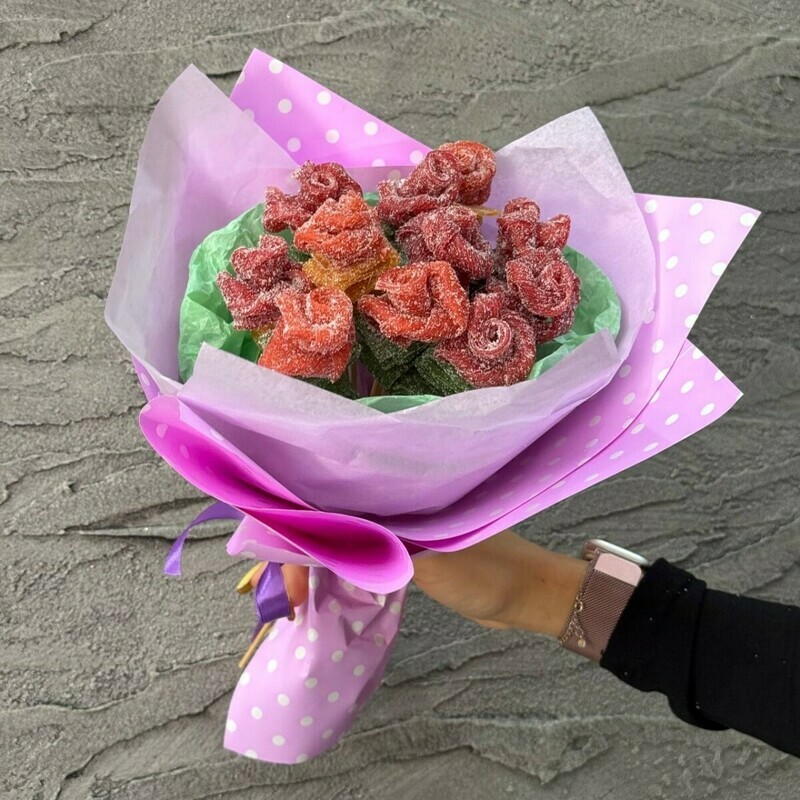 Букет из мармеладных роз. Съедобный букет. Вкусные цветы, стандартный