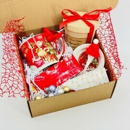 Новогодний подарочный набор. Новогодняя кружка, чай элитный, арома саше мелтс ручная работа