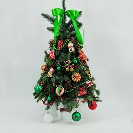 Новогодняя ёлочка 80 см из натурального нобилиса в жестяном ведёрке. Ёлка в стиле СССР