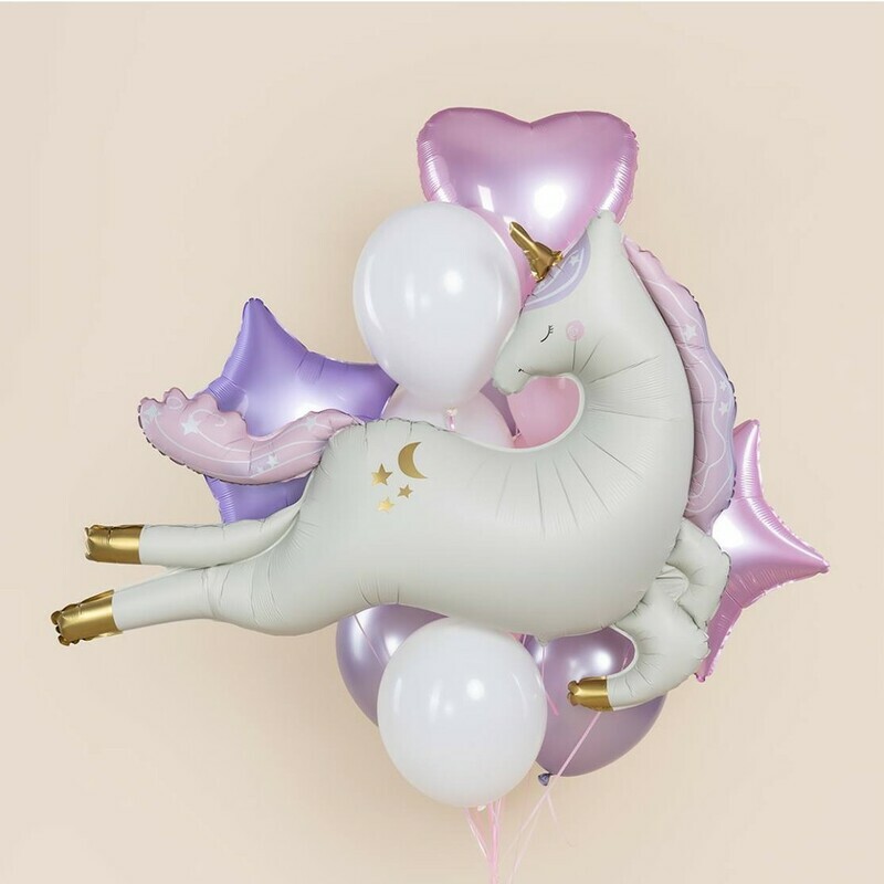 Vozdushnie shari s geliem s edinorogom dlya devochki. Edinorog loshad_ simvol 2026 goda, standart