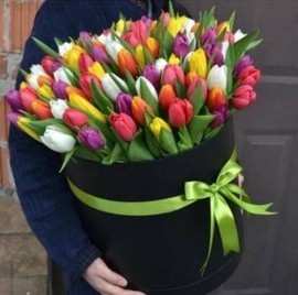 101 raznotcvetnij tyul_pan v chyornoj shlyapnoj korobke