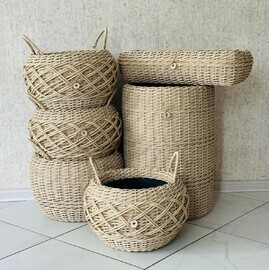 Набор кашпо ручной работы из искусственного ротанга 6 шт. Дизайнерские кашпо для цветов