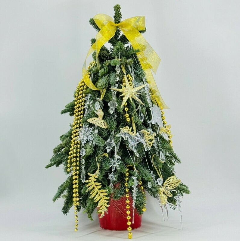 Новогодняя ёль 70 см ручная работа из веток датской ели нобилис в жестяном ведёрке, стандартный