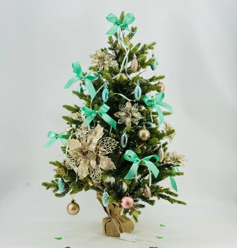 Новогодняя ёлочка из искусственного нобилиса  90 см. Ёлка дизайнерская с подсветкой, стандартный