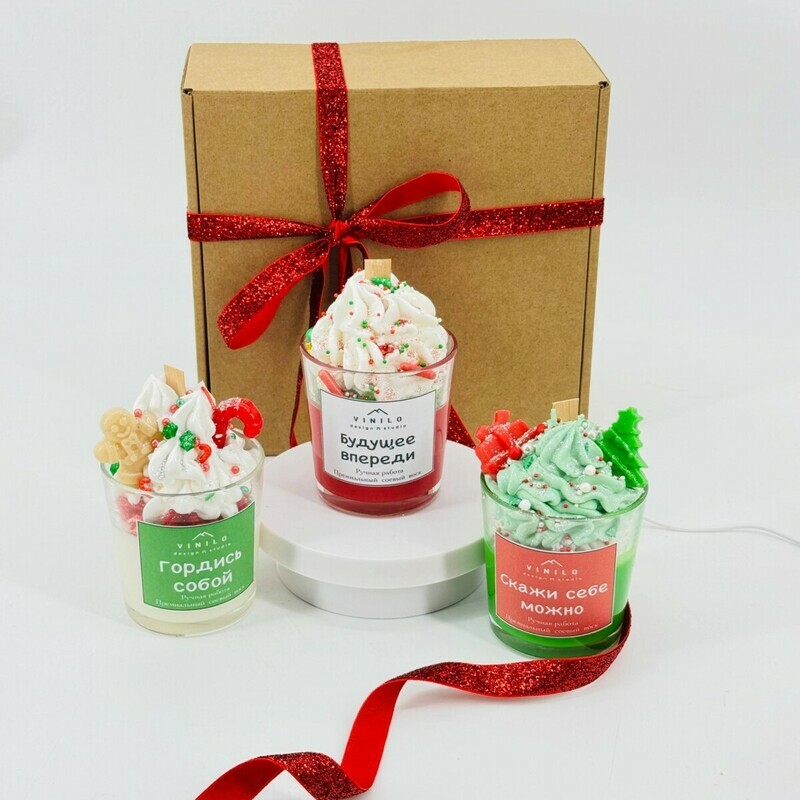 Podarochnij nabor svechej avtorskaya ruchnaya rabota. Novogodnyaya svecha. Podarok na Novij god, standart