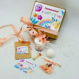 Подарочный набор спа для воспитателя.  Свеча ручной работы, соль для ванны