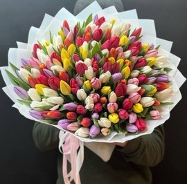Большой букет 101 тюльпан микс