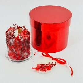 Дизайнерская свеча ботаническая ручной работы и арома саше. Подарочный набор