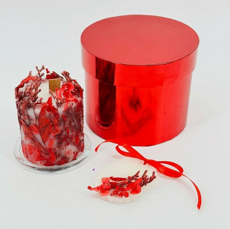 Дизайнерская свеча ботаническая ручной работы и арома саше. Подарочный набор, стандартный