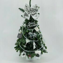 Новогодняя живая ёлочка 80 см ручной работы из веток датской ели нобилис в жестяном ведёрке