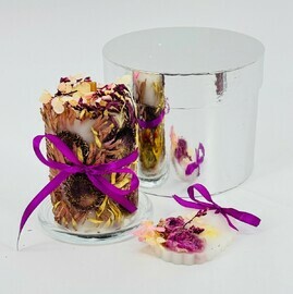 Подарочный набор. Прома свеча ботаническая и арома саше ручной работы. Свеча интерьерная