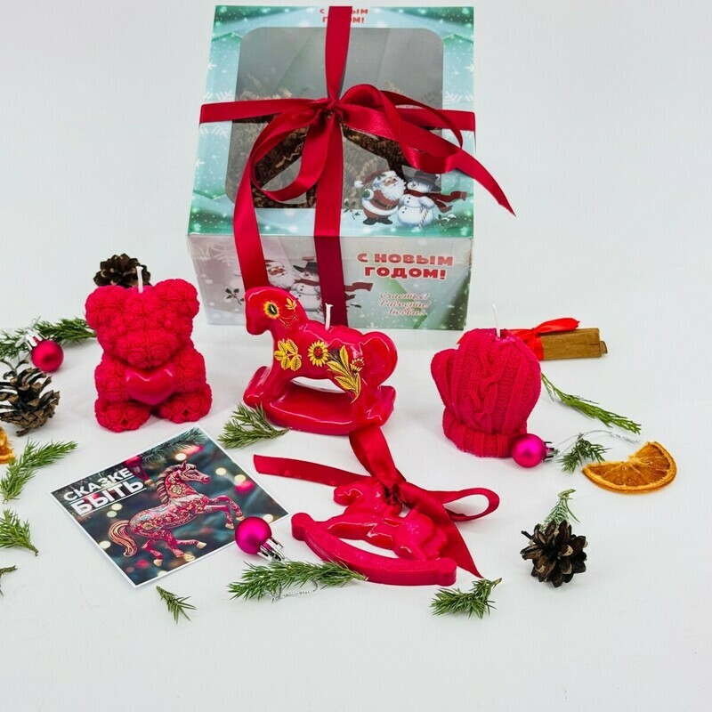 Podarochnij nabor svechej ruchnoj raboti iz premial_nogo soevogo voska. Podarok na novij god, standart