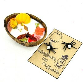 Svecha podarochnaya ruchnoj raboti v kokose na Hellouin. Podarok na Hellouin. Svechka inter_ernaya