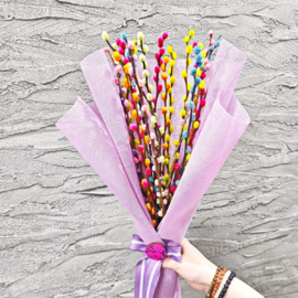 Verbnij buket. Pashal_nij buket iz natural_noj krashenoj verbi. Podarok na Pashu