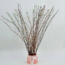 Верба живая в вазе ручной работы из гипса. Пасхальный букет. Вербный букет