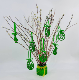 Пасхальный букет композиция из натуральной вербы красноталка в вазе. Вербный букет декор