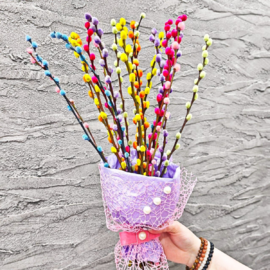 Вербный букет. Верба натуральная крашеная. Пасхальный букет. Вербное Воскресенье