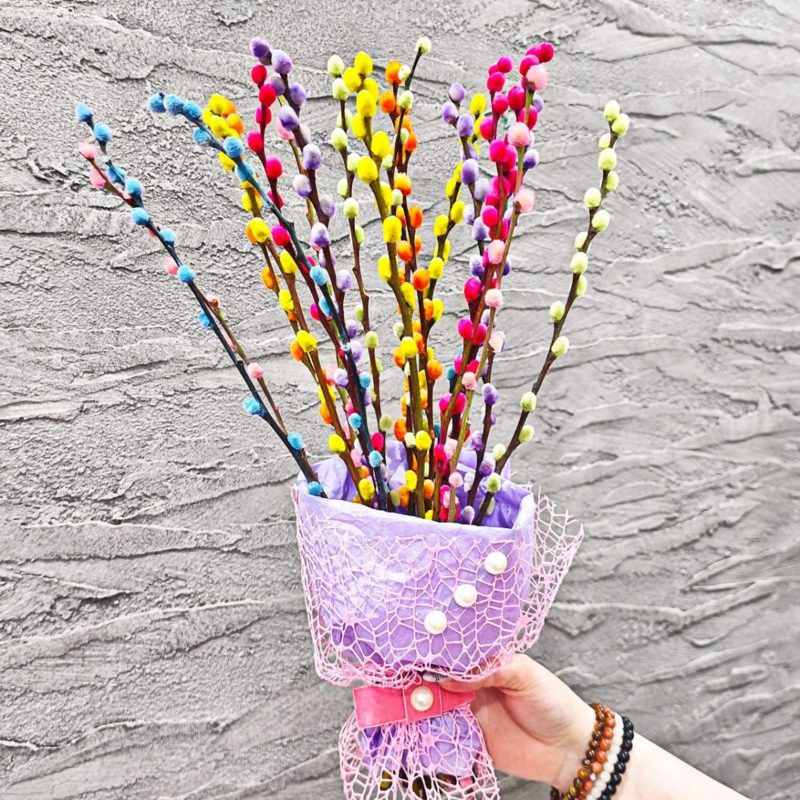 Verbnij buket. Verba natural_naya krashenaya. Pashal_nij buket. Verbnoe Voskresen_e, standart