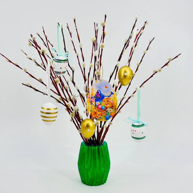Букет из вербы 30 см красноталка в вазе. Вербный букет композиция. Пасхальный декор, стандартный