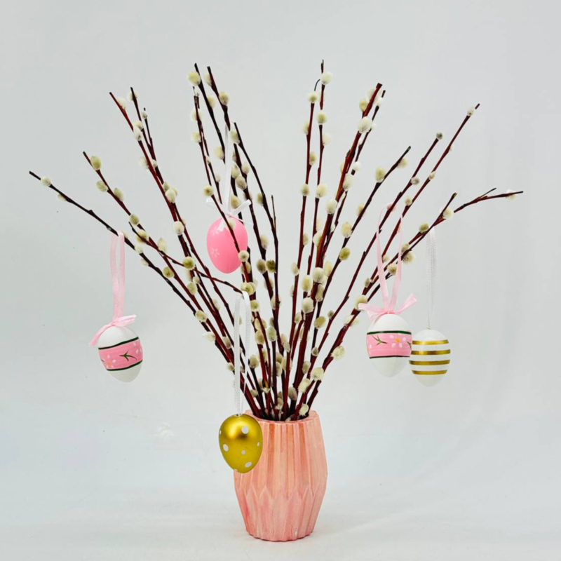 Пасхальный букет композиция из вербы красноталка 30 см в вазе из гипса ручная работа, стандартный