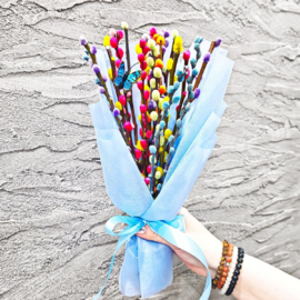 Вербный букет. Верба живая крашеная. Пасхальный букет